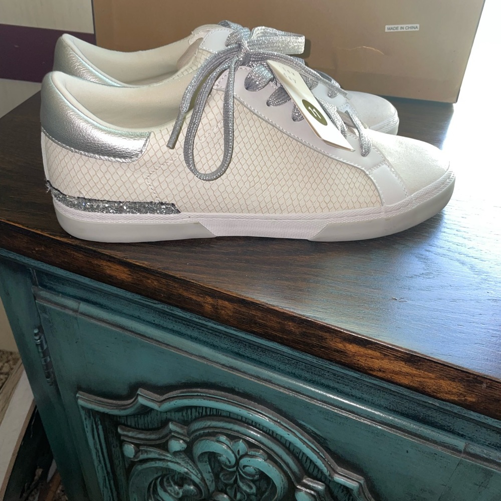 Silver and White Women's Sneakers